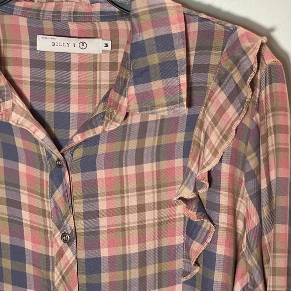 Billy T Plaid Shirt with Ruffles - NEW! - Picture 3 of 5
